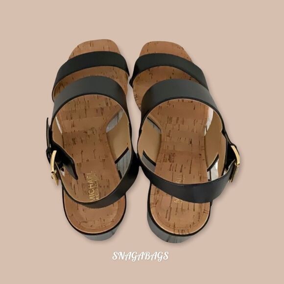 MICHAEL KORS NEW IN BOX BLACK LEATHER SLIP ON SANDAL SHOES SIZE 8M - Picture 4 of 8